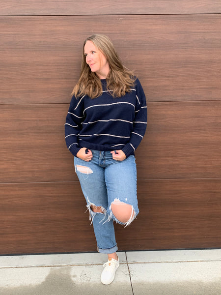 Elliot Stripe Oversized Crew Neck