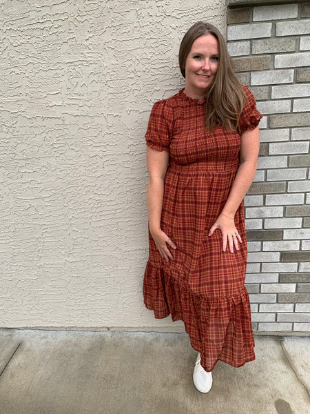 Autumn Plaid Midi Dress